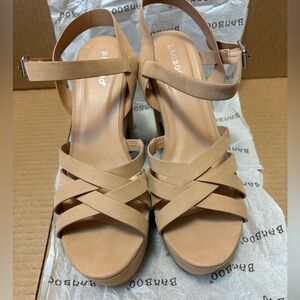 BAMBOO Light Brown Chunky Heels